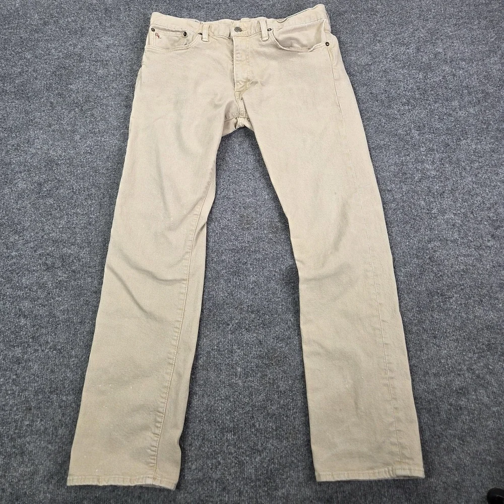 Polo Ralph Lauren Jeans Mens 34x30 Beige Slim Straight Stretch Denim Pants
